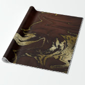 Deep Earth Gold Marble Brown Abstract Cadeaupapier (Uitgerold)