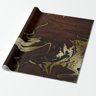 Deep Earth Gold Marble Brown Abstract Cadeaupapier