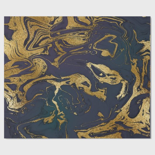 Deep Earth Gold Marble Deep Green Blue Cadeaupapier (Vlak)