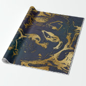 Deep Earth Gold Marble Deep Green Blue Cadeaupapier (Uitgerold)