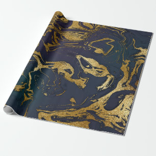 Deep Earth Gold Marble Deep Green Blue Cadeaupapier