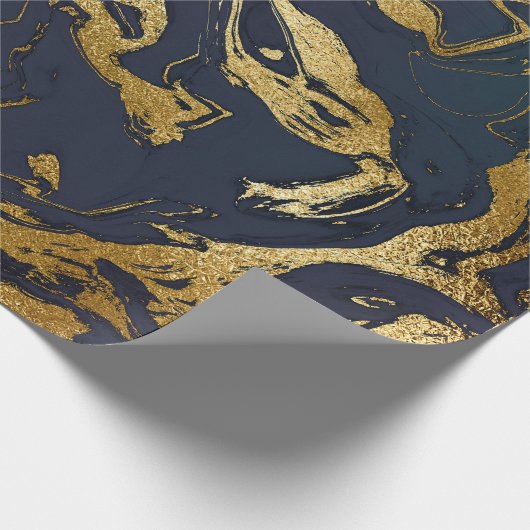 Deep Earth Gold Marble Deep Green Blue Cadeaupapier (Hoek)