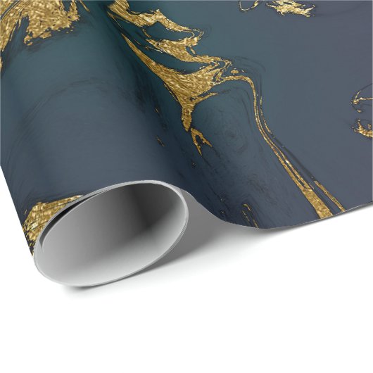 Deep Earth Gold Marble Deep Green Blue Cadeaupapier (Rol Hoek)