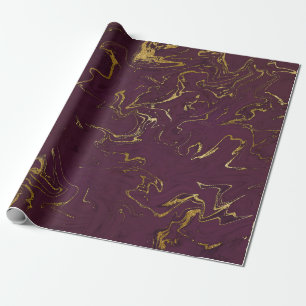 Deep Earth Gold Marble Plum Paars Cadeaupapier