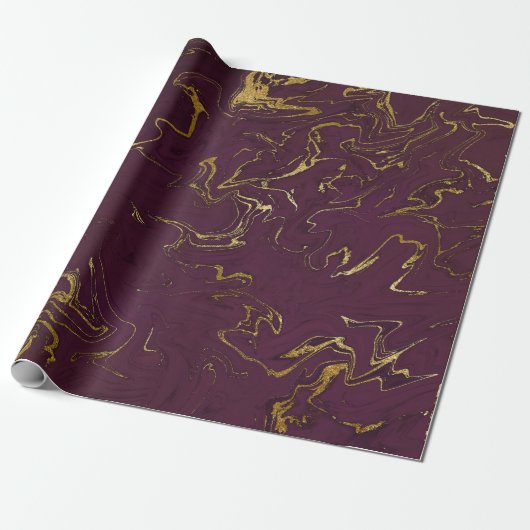 Deep Earth Gold Marble Plum Paars Cadeaupapier (Uitgerold)