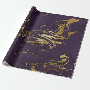 Deep Earth Gold Marble Plum Paars Cadeaupapier