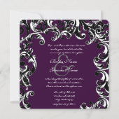Deep EggPlant & Black Elegant Wedding Invitation Kaart (Voorkant)