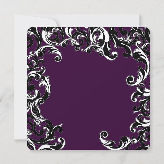 Deep EggPlant & Black Elegant Wedding Invitation Kaart (Achterkant)