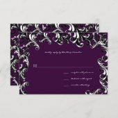 Deep EggPlant Square Swirl Wedding RSVP (Voorkant / Achterkant)