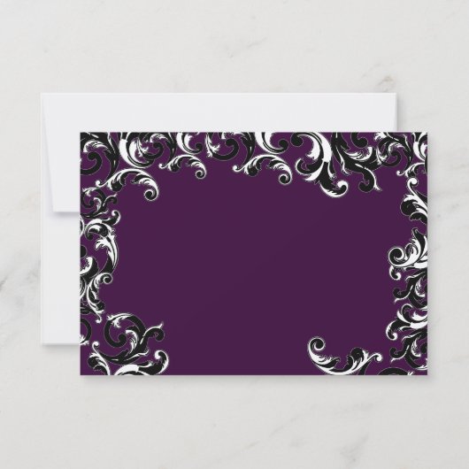 Deep EggPlant Square Swirl Wedding RSVP (Achterkant)