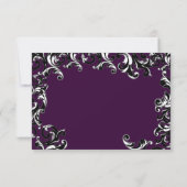Deep EggPlant Square Swirl Wedding RSVP Kaartje (Achterkant)