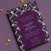 Deep Eggplant Swirl Wedding Kaart