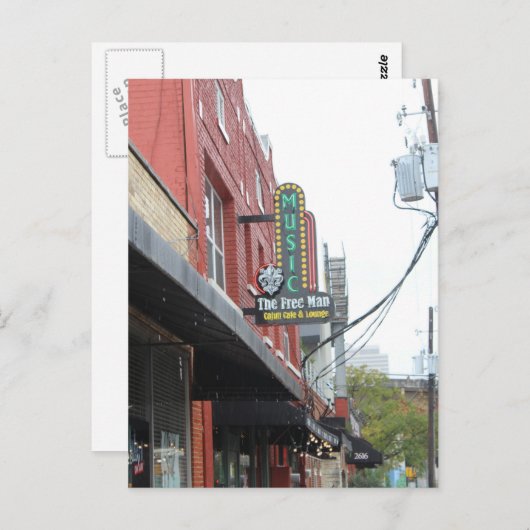 Deep Ellum Music Het teken van het vrije Man Briefkaart (Voorkant / Achterkant)