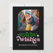 Deep Emerald & Blush Moderne Retro Kerstfoto Feestdagenkaart (Voorkant)