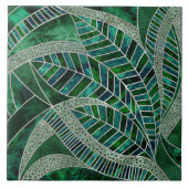 Deep Emerald en Pearl Mozaïek Leaf Art Tegeltje (Voorkant)