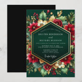 Deep Emerald Floral Autumn Wedding Kaart (Voorkant / Achterkant)