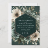 Deep Emerald Floral Bloom Wedding Kaart (Voorkant)