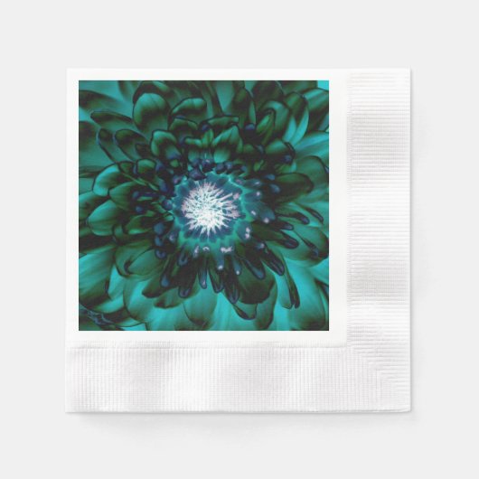 Deep Emerald Floral Print Paper Napkin Servet (Voorkant)