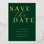 Deep Emerald & Gold Foil Wedding Save The Date Folie Uitnodiging (Voorkant)