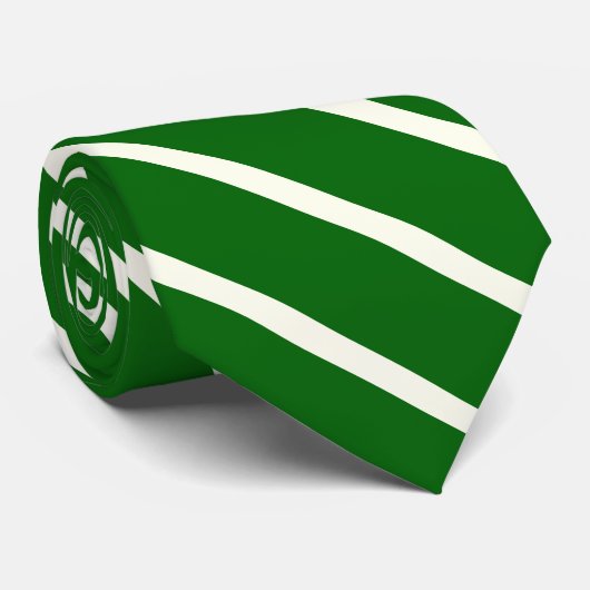 Deep Emerald&Ivory - diagonale strepen Stropdas (Opgerold)