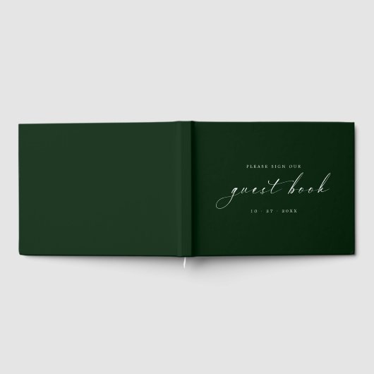 Deep Emerald Minimalist Guestbook for Weddings Gastenboek (Volledig)