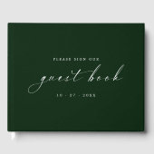 Deep Emerald Minimalist Guestbook for Weddings Gastenboek (Voorkant)