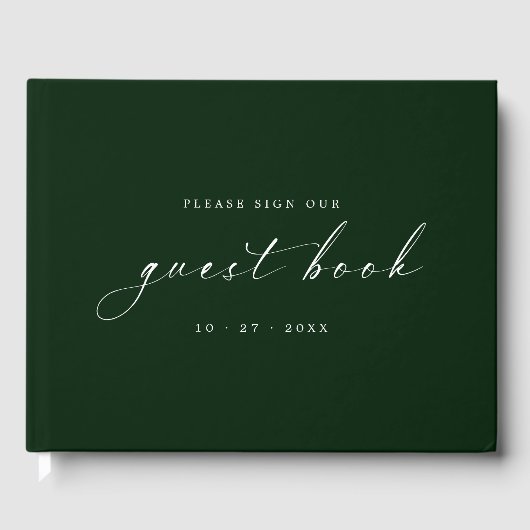 Deep Emerald Minimalist Guestbook for Weddings Gastenboek (Voorkant)
