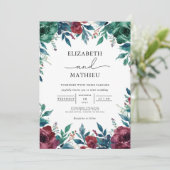 Deep Floral Lush Wedding Kaart (Staand voorkant)