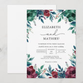 Deep Floral Lush Wedding Kaart (Voorkant / Achterkant)