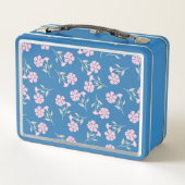 Deep Floral Pattern Metal Lunch Box for Stylish St (Achterkant)