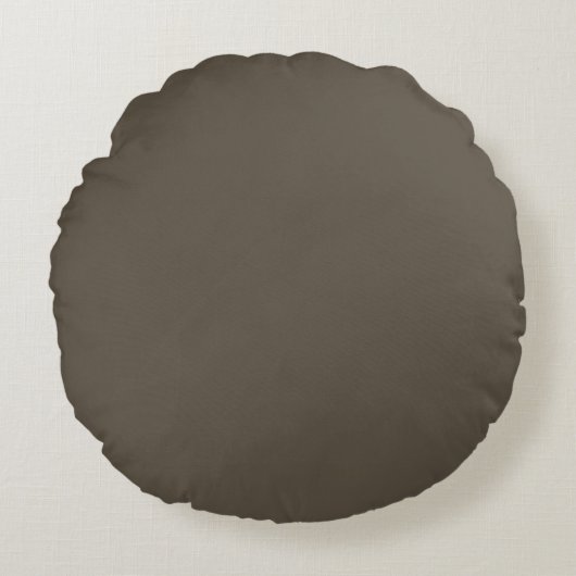 Deep Forest Brown Solid Throw Pillow - Round Rond Kussen (Voorkant)