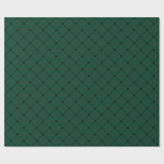 Deep Forest Green and Black Diagonal Plaid Cadeaupapier (Vlak)