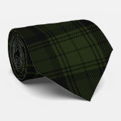 Deep Forest Green, Black en Charcoal Tartan Stropdas (Opgerold)
