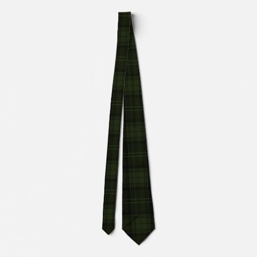 Deep Forest Green, Black en Charcoal Tartan Stropdas (Achterkant)