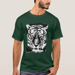 Deep Forest Green Color Pop Art Tiger Head Elegant T-shirt