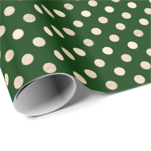 Deep Forest Green en Golden Dot Patterned Cadeaupapier