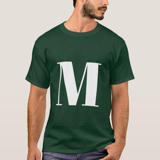 Deep Forest Green Initiaal Letter Monogram Modern T-shirt (Voorkant)