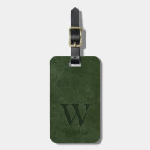 Deep Forest Green Koe Leather Texture Monogramed Bagagelabel (Voorkant verticaal)