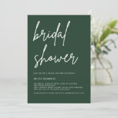 Deep Forest Green Modern Bridal Shower Invitation  Kaart (Staand voorkant)