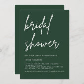 Deep Forest Green Modern Bridal Shower Invitation  Kaart (Voorkant / Achterkant)