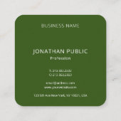 Deep Forest Green Modern Elegant Monogrammed Vierkante Visitekaartje (Achterkant)