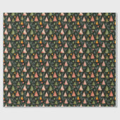 Deep Forest Green Nordic Christmas Tree Pattern Cadeaupapier (Vlak)