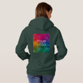 Deep Forest Green Sjabloon Upload Business Logo Hoodie (Achterkant volledig)