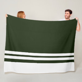 Deep Forest Green Slanke White Edge Racing Stripes Fleece Deken