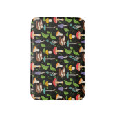 Deep Forest Magic: Colorful Mushrooms on Black Badmat (Voorkant Verticaal)