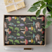 Deep Forest Magic: Colorful Mushrooms on Black Tissuepapier (Geschenk)