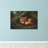 Deep Forest Slumber | Fox Art | Stretched Canvas Afdruk (Insitu (Houten vloer))
