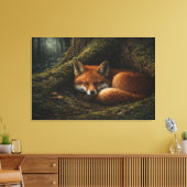 Deep Forest Slumber | Fox Art | Stretched Canvas Afdruk (Insitu (Woonkamer))