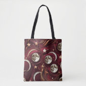 Deep Garnet Red Celestial Moon Phases Tote Bag (Voorkant)