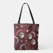 Deep Garnet Red Celestial Moon Phases Tote Bag (Achterkant)